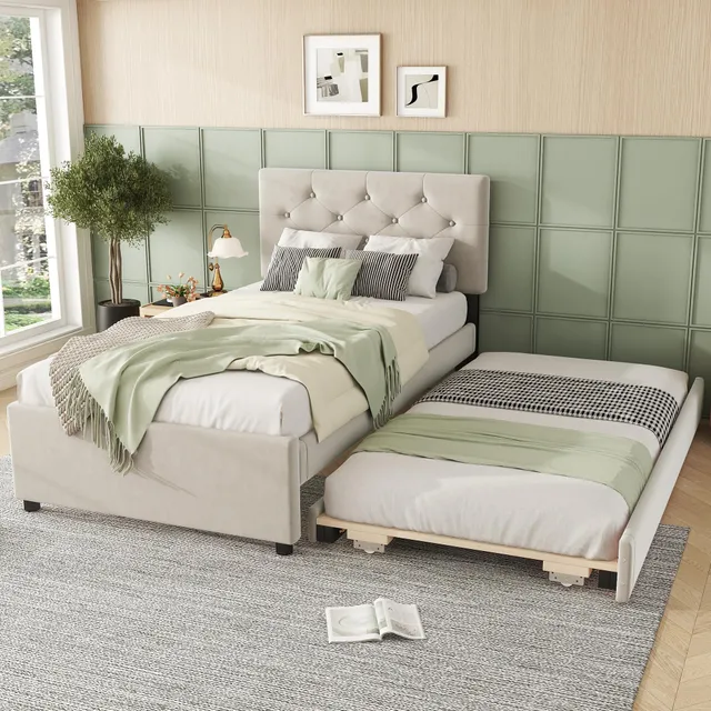 Dolamaní Letto Imbottito Beige 140x200 con Estraibile Velluto