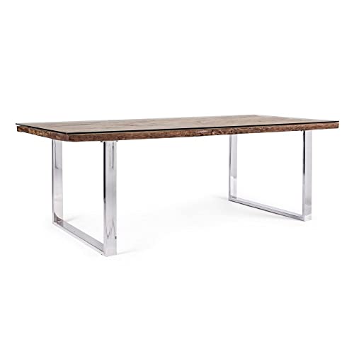 Iperbriko Stanton tavolo vetro e legno 220x100x76 naturale
