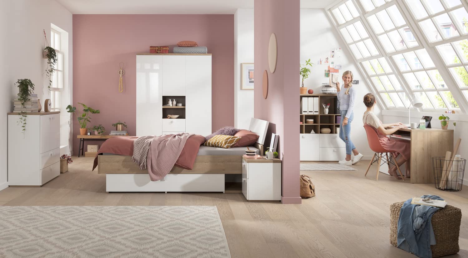 Composad Globo Comodino 2 Cassetti Rovere Bianco 45x48 cm
