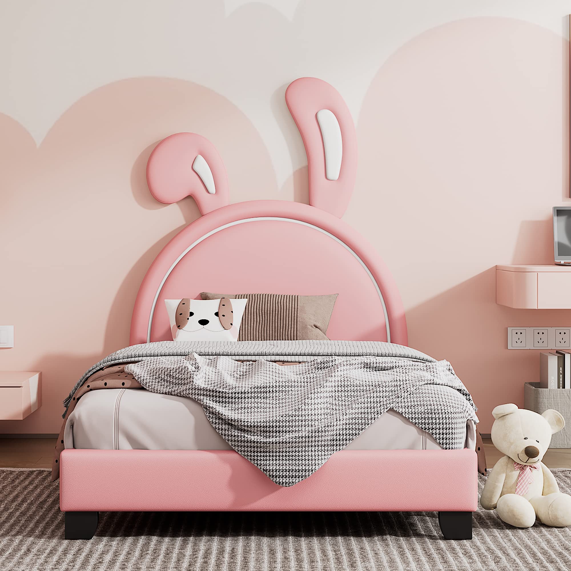 Dolamaní letto bambini rosa 90x200 orecchie coniglio