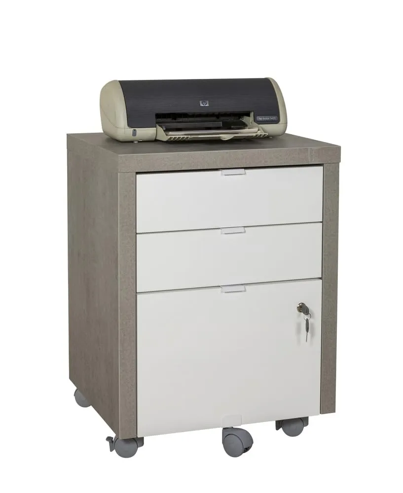 Composad cassettiera 3 cassetti grigio cemento con ruote
