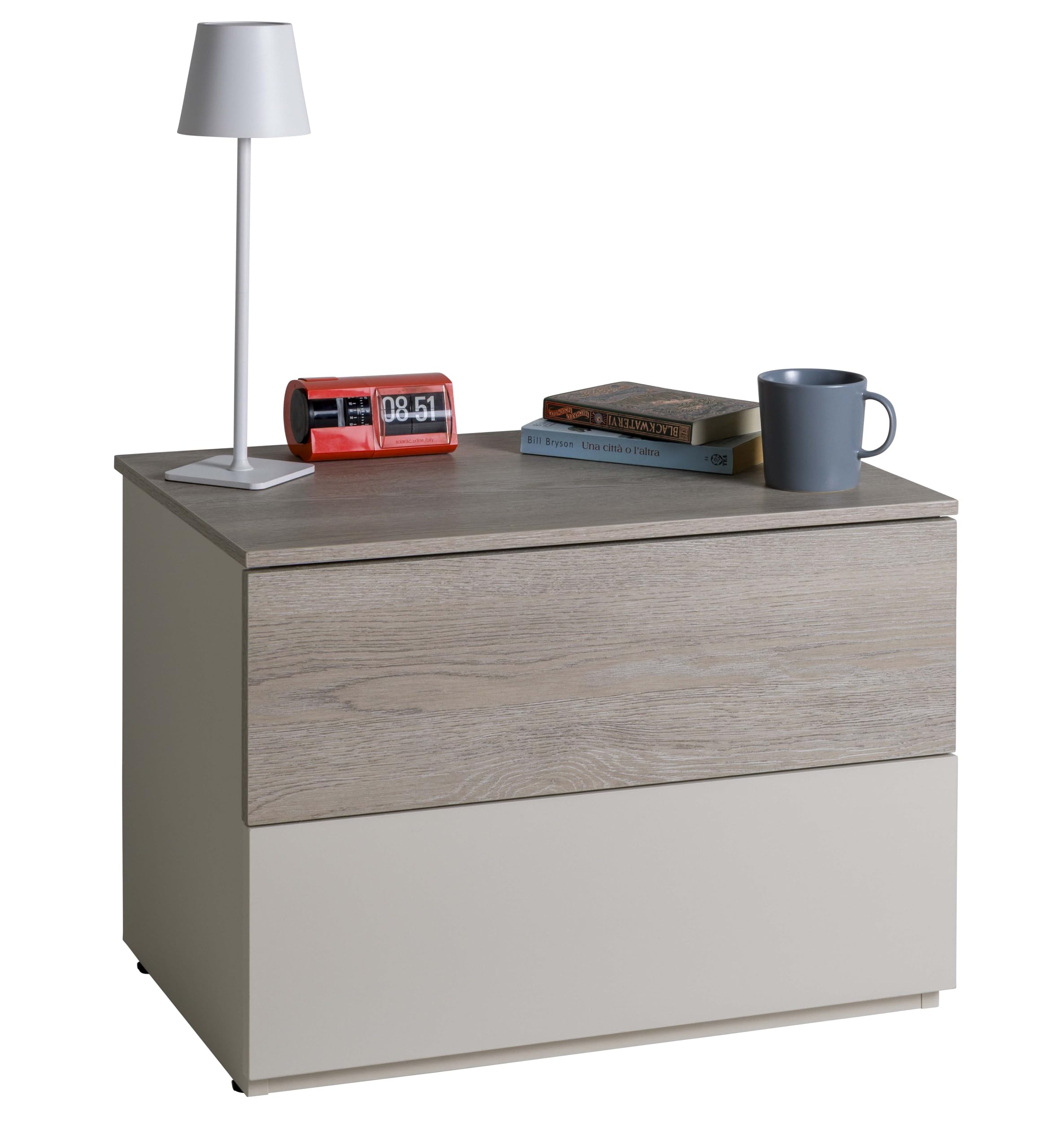 Composad Favorita comodino 2 cassetti rovere gessato cashmere