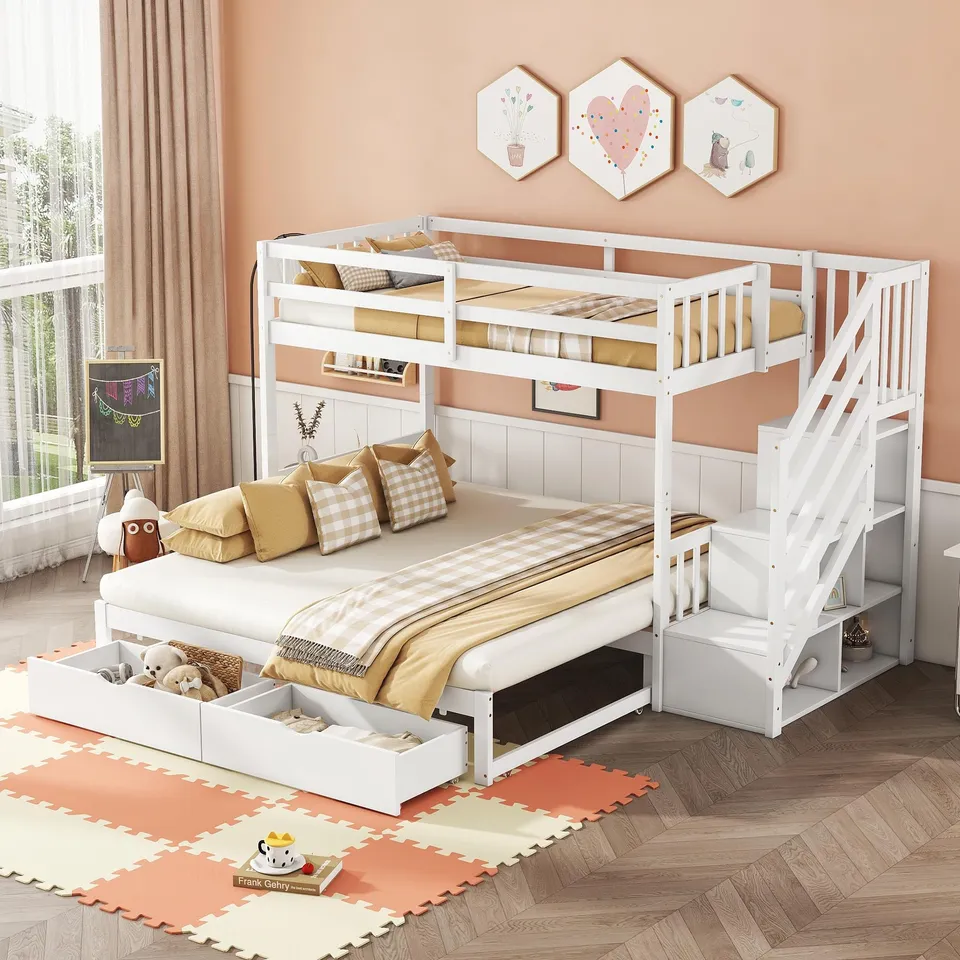 Dolamaní Letto a castello 90x200 bianco con estraibile