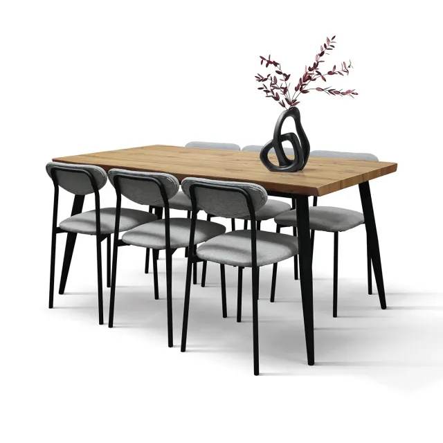 Epocantica Industrial tavolo con 6 sedie rovere rustico grigio